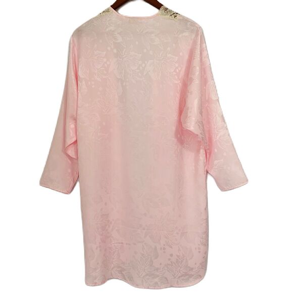 Victoria Secret Sleepwear Women M Pink Ivory Robe Negligee Gold Label Comfy VTG - Picture 2 of 14